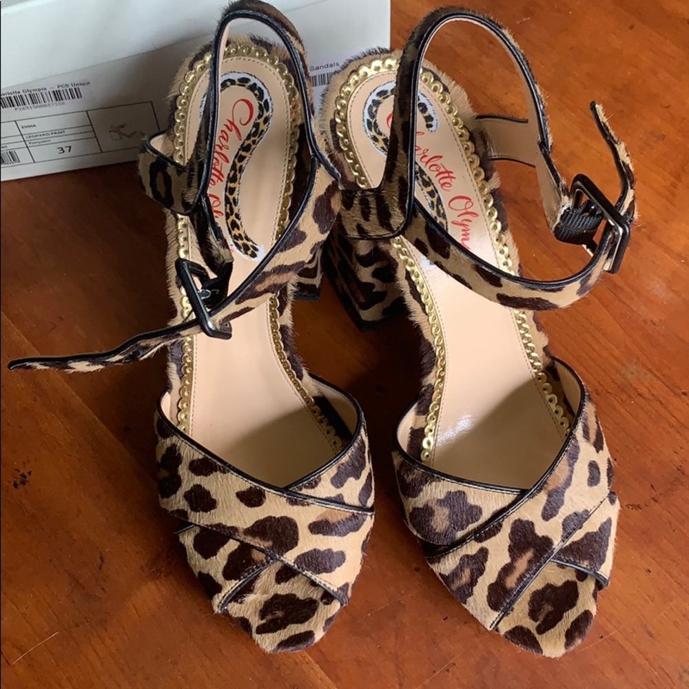 Charlotte Olympia calf hair leopard print heels